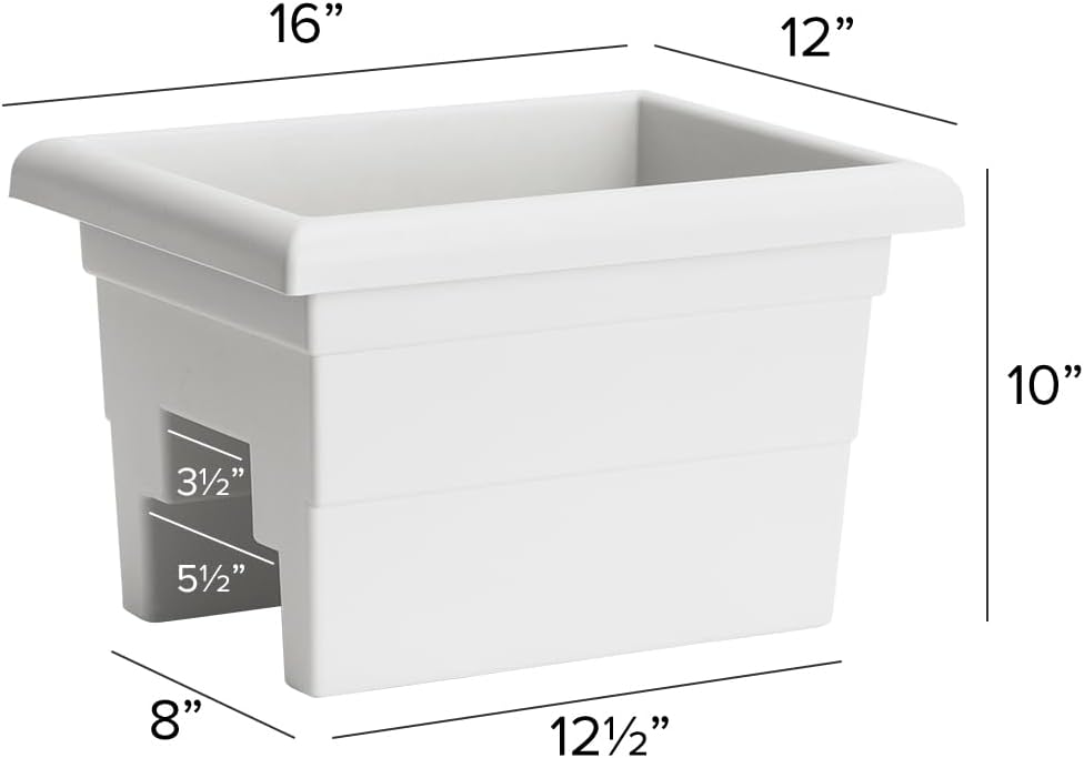Root & Vessel Countryside Rail Planter, White, 16"
