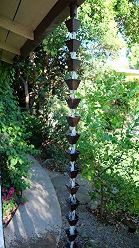 Nutshell Stores Medium Square Cups Rain Chain - Bronze - 19 Feet