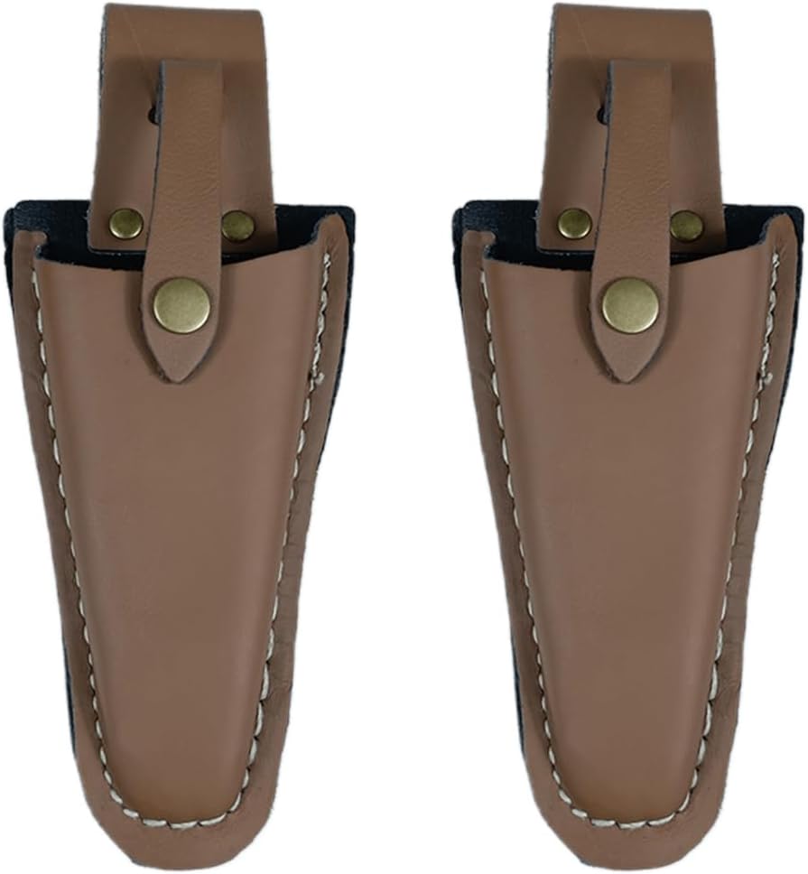 Pruner Holster,Garden Leather Hanging Pouch with Safety Lock for Hanging Pruning Shears for Garden Pruning Pliers Shears Scissors (Brown-2)