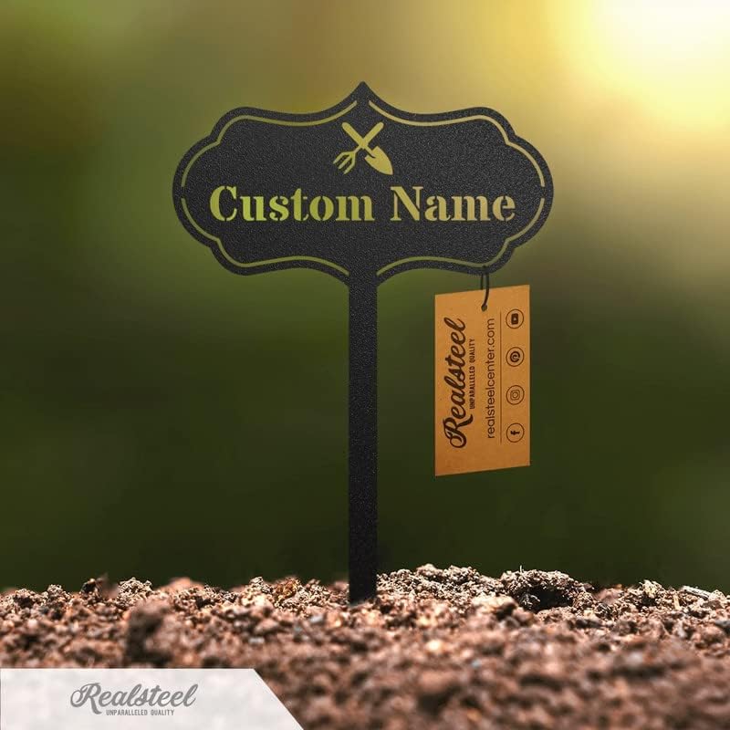 RealSteel โ Customizable Seed & Plant Markers - Outdoor Herb Garden Stakes - Elegant Fruit/Vegetable Labels - Steel Plant Tags for Pots - Classy Design for Farmhouse/Greenhouse โ Sun Icon