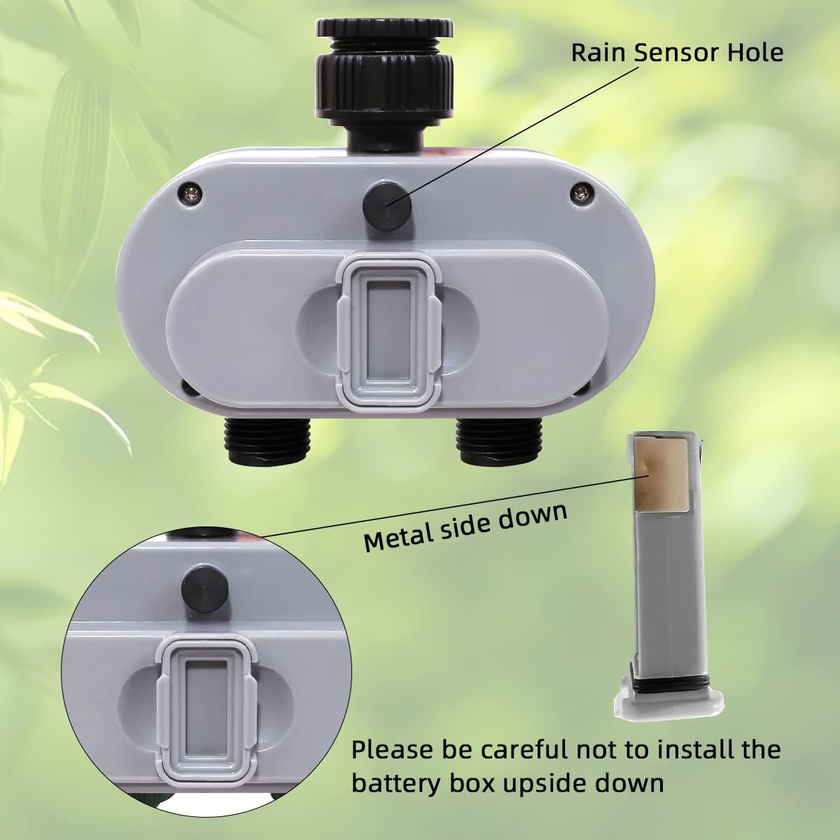 Sprinkler Timer for Garden Hose, Programmable Hose Timer with Rain Delay/Manual/2 Solenoid Valves Garden Electronic Irrigation Controller System Color Blue