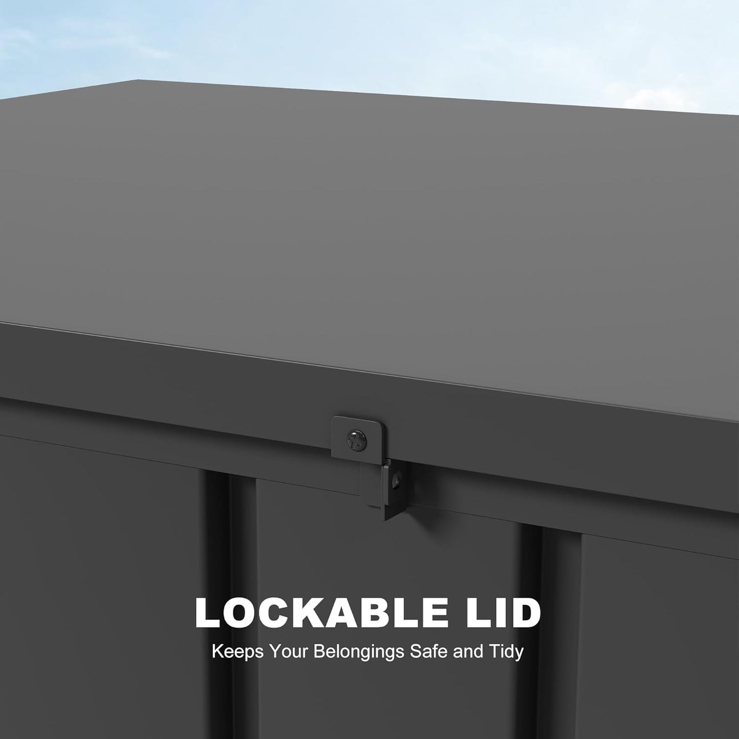 PURPLE LEAF Deck Box 160 Gallon Outdoor Waterproof Lockable Storage Box with Lid Deck Organization for Patio Cushions Side Table Pool Accessories Garden Tools, Gray