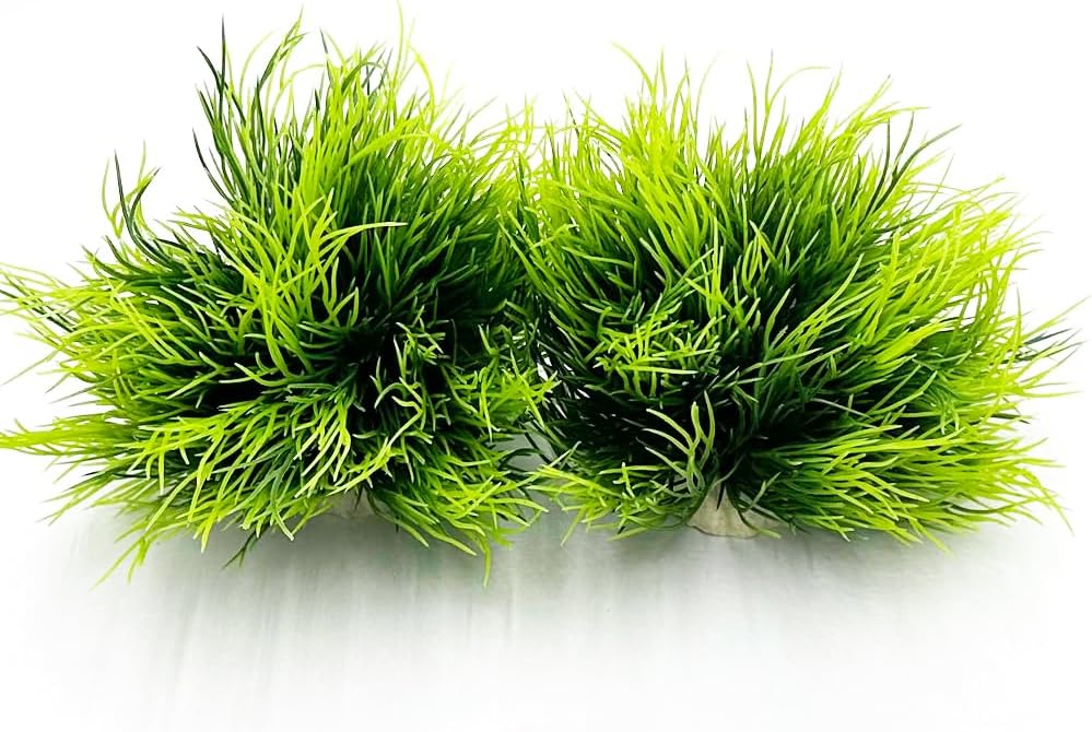 Smoothedo-Pets Aquarium Plants Fish Tank Decorations 2pcs Small Size/3.5inch Ornament Plastic Artificial Plant Goldfish Waterscape Fish Hides Mini Grass Set (2pcs/Green)