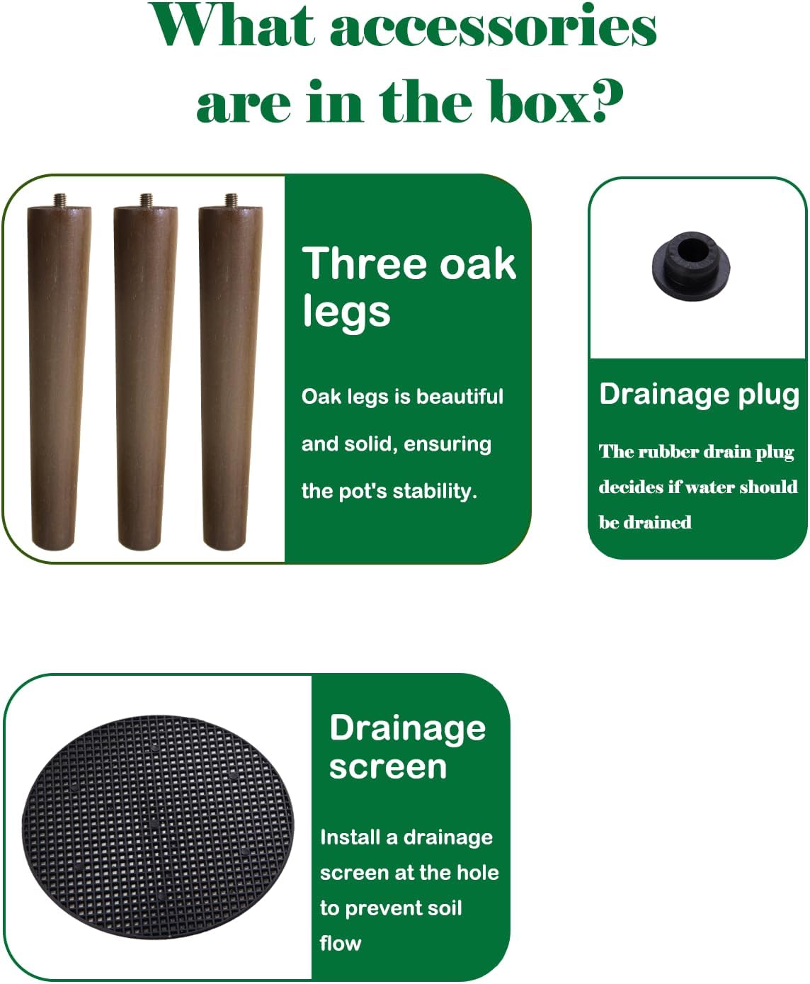 10 Inch Planter with Stand, Modern Plants Pot for Indoor Plants with Legs, Large Planter Pot with Drainage Holes for Outdoor,White/Gold