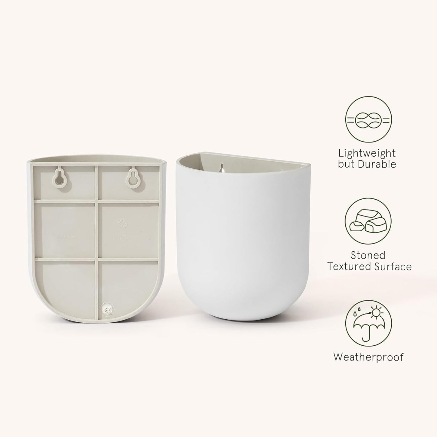 La Jolie Maison Wall Hanging Planters for Indoor Plants,Hanging Flower Pots for Air Plants Succulent, Set of 2, 6 Inch, Porcelain White