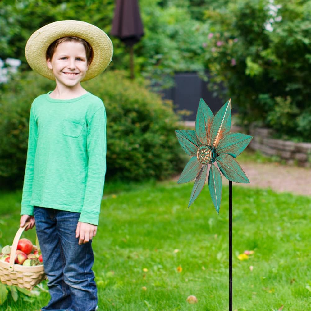 DREAMYSOUL Pinwheels for Yard and Garden, 38 Inches Metal Kinetic Wind Spinner for Outdoor Garden Patio Yard Decor