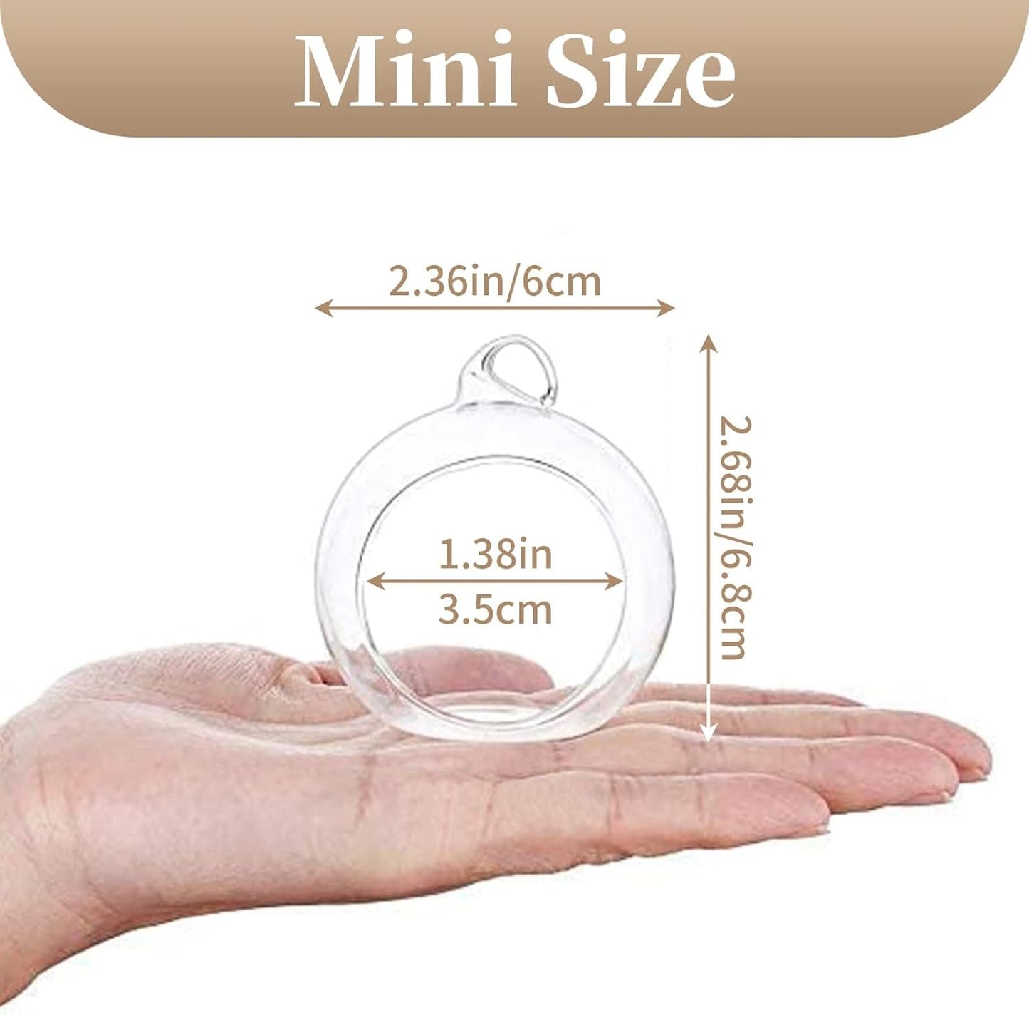 Sziqiqi Hanging Glass Globes Orbs Tea Light Candle Holders fillable with Trinkets for Wedding Ornaments, Wedding Birthday Christmas Party Centerpiece Accessory 2.36inch 10pcs +2 Extra