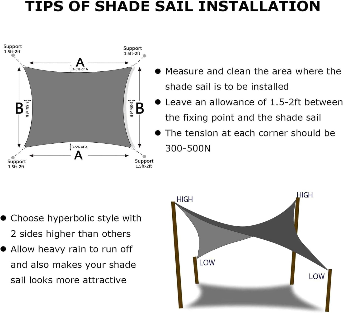 KANAGAWA 10'X22' Dark Gray Custom Size Sun Shade Sail Rectangle UV Block Canopy Cover for Patio Backyard Lawn Garden Outdoor (Customized Available)