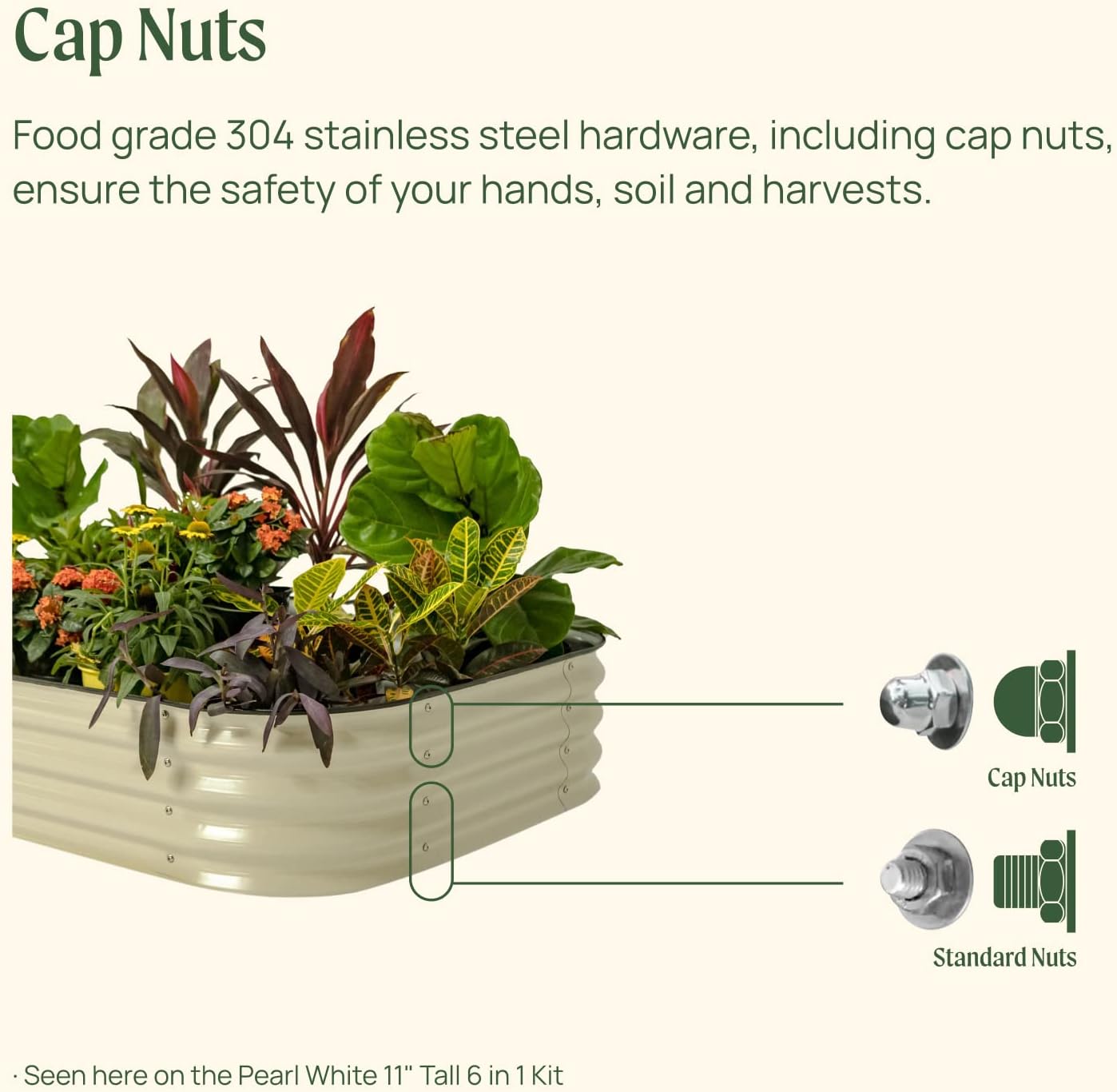 Vego garden Raised Garden Bed Kit, 11" Tall 10 in 1 Modular Raised Garden Beds Kit, Metal Planter Box for Vegetables, Flowers, Herbs, Pearl White