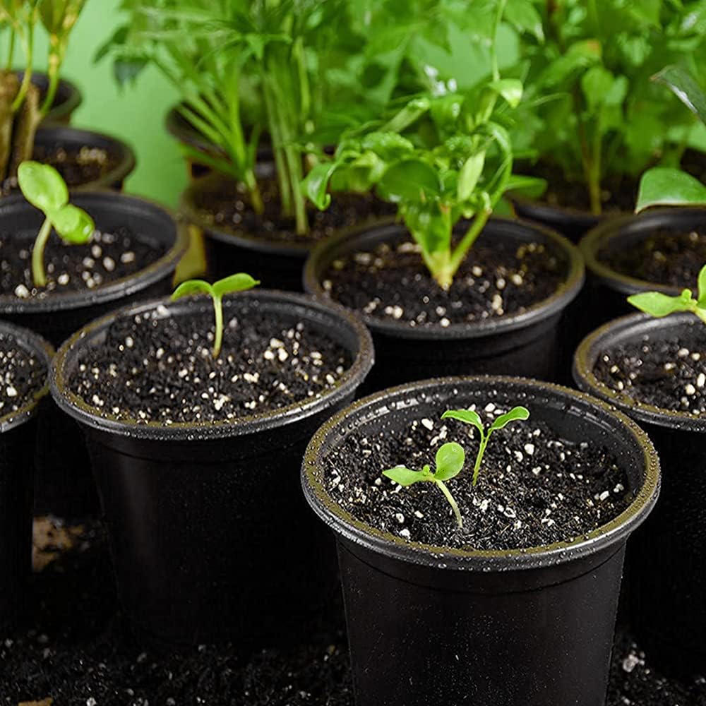 100-Pack 0.5 Gallon Flexible Plant Nursery Pots,Thickened Soft Plastic Seedling Pots,Seed Starting Pot Flower Plant Container for Succulents, Seedlings, Cuttings, Transplanting(Black)