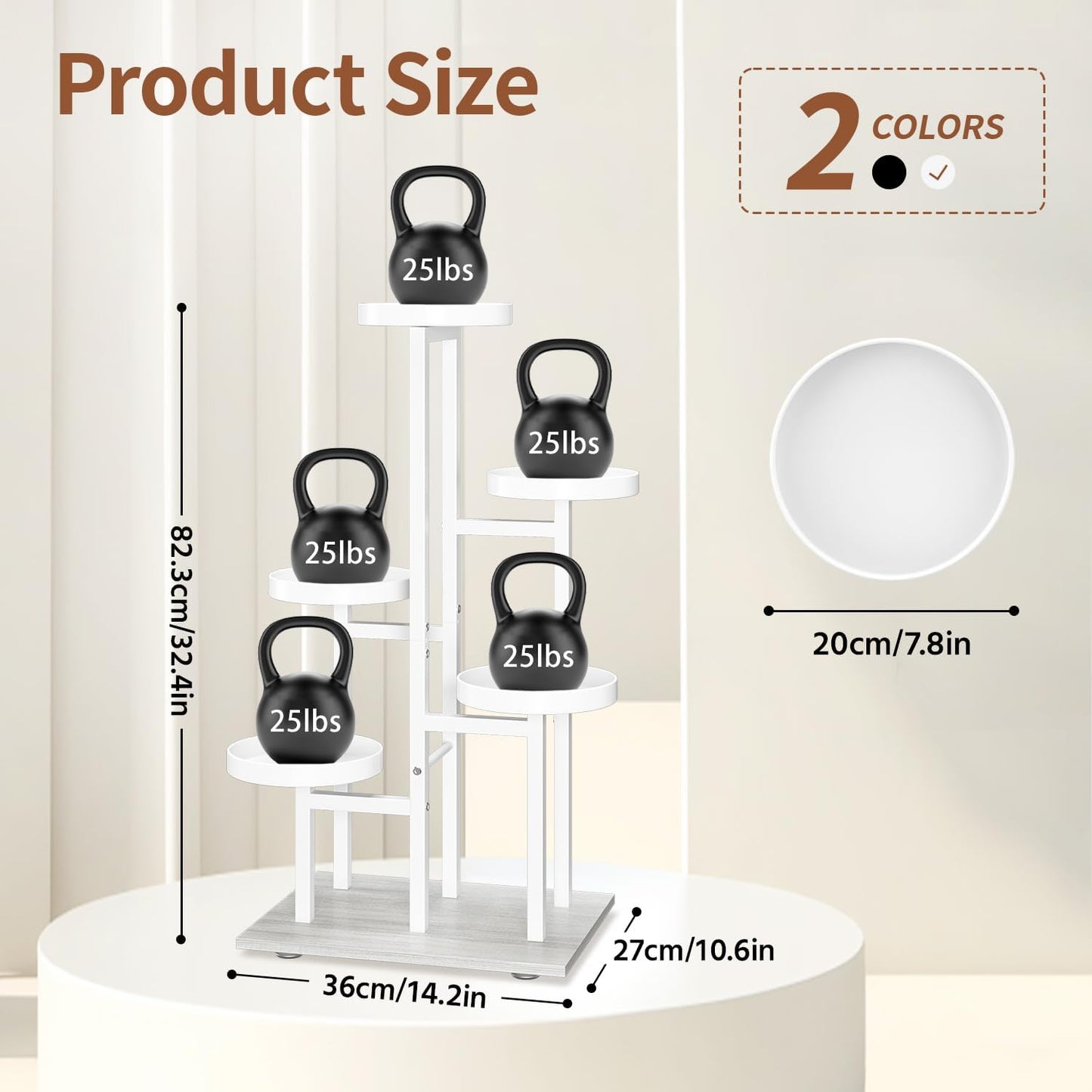 LASZOLA White 5 Tier Plant Stand Indoor Heavy Duty Rack for Modern House Planter, Metal and Wooden Vertical Organizer Decor Narrow Bathroom Floor, Sturdy Multi Level Flower Holder Raised, Cat Proof