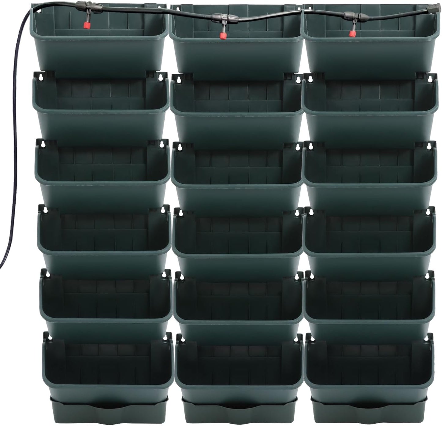 18 Pots Self-Watering Wall-Mounted Planter, 39.4”L x 39.4”H Vertical Wall Planter Self Watering Stackable Planters Vertical Garden Wall Garden Planter Outdoor Indoor for Herbs Flowers Strawberries