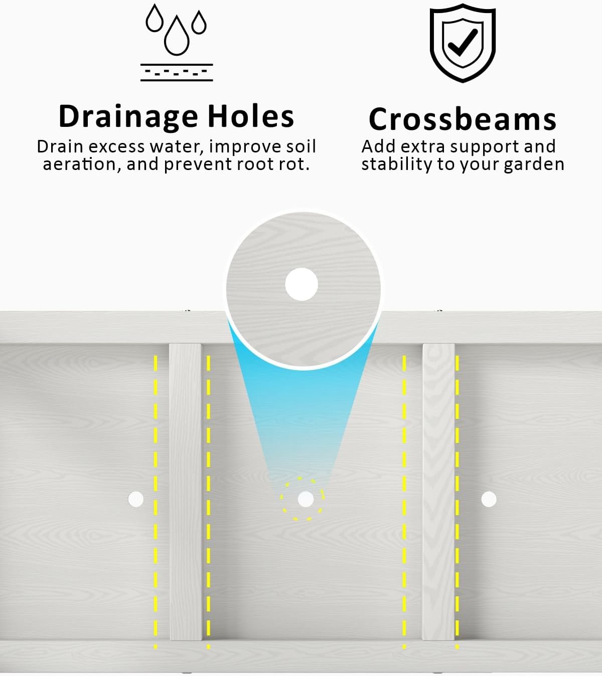 Raised Garden Beds Outdoor with Legs,Outdoor Planter Box,Non-Cracking,Rust Resistantand Rot-Resistant for Vegetable Garden for Backyard, Patio, Balcony Outdoors/Indoors White