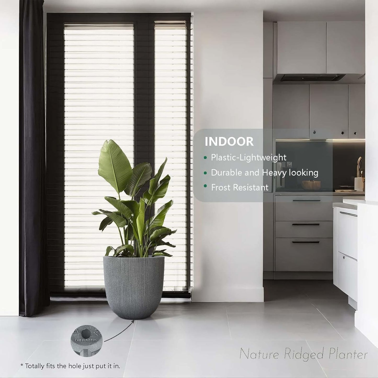 12.4" Tall Round Plastic Planter for Indoor Outdoor Plants, Large Indoor Outdoor Plant Pots with Drainage Hole and Plug, Flower Pots for Plants, Modern Decorative Planter Pots for Home Garden Patio