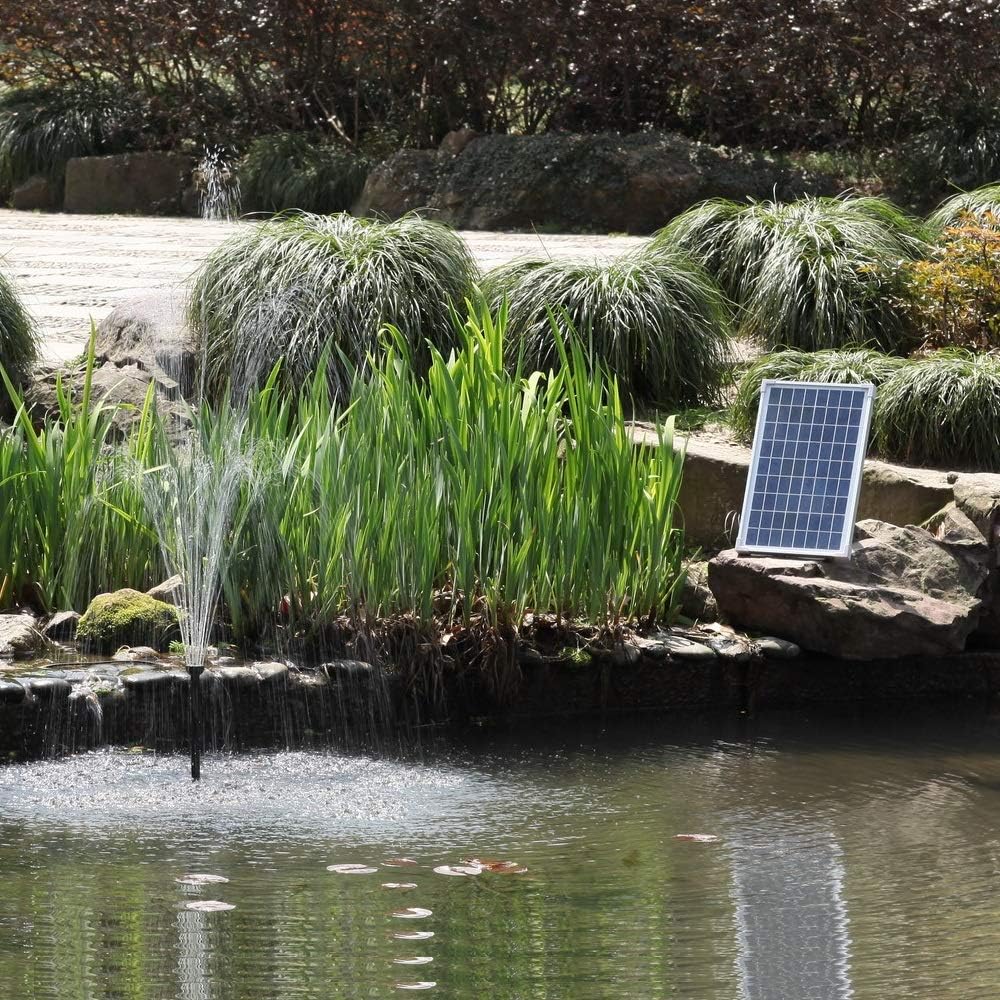 25W Solar Water Pump KIT: DC Dry-Run Protection Water Pump 370GpH with 18V 25W Solar Panel for Fountain, Fish Pond, and Aquarium (No Backup Battery)