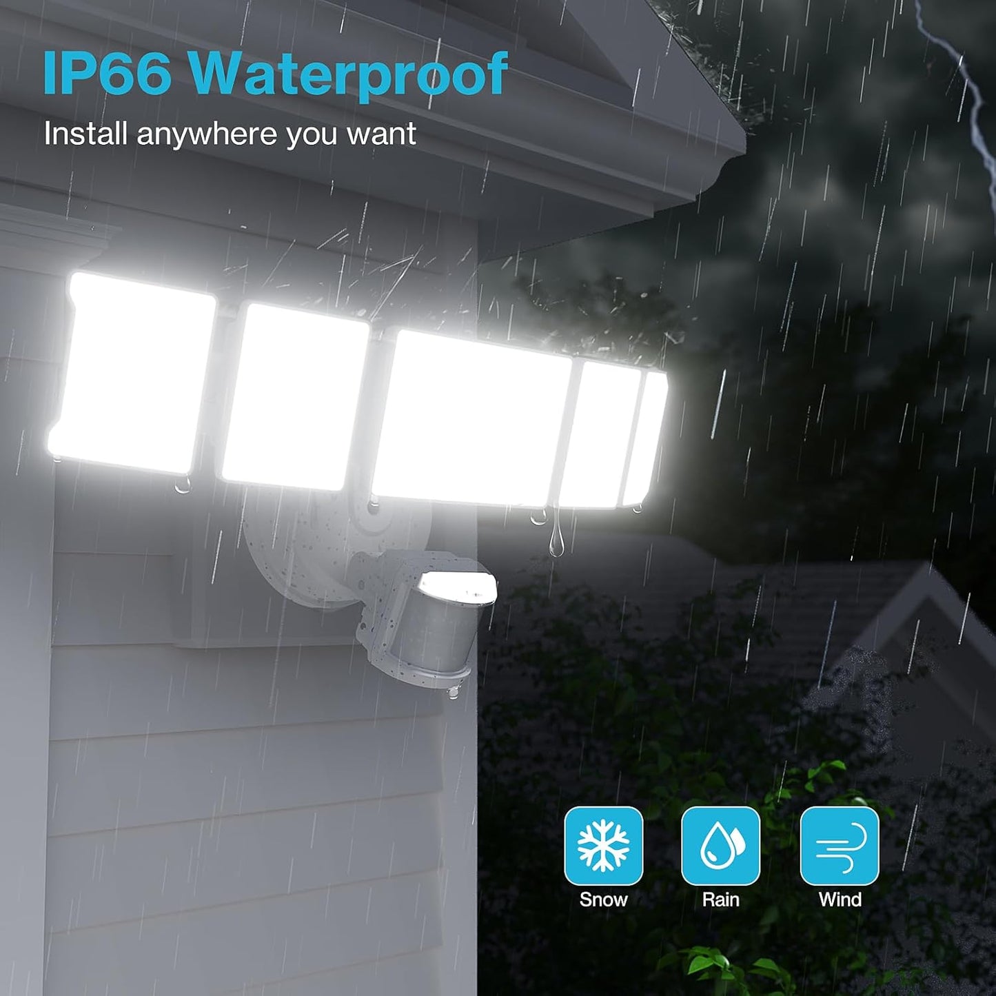 Olafus 100W Motion Sensor Outdoor Lights, 10000LM 2 Pack Motion Sensor Flood Light, Dusk to Dawn Outdoor Lighting, IP65 Waterproof Motion Detector Lights for Outside, White