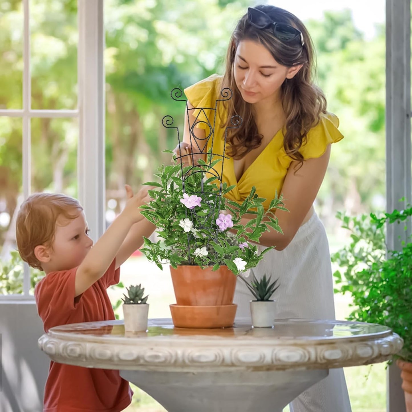 Stackable Metal Trellis for Climbing Plants Outdoor & Indoor - 4 Pack Garden Trellis for Potted Plants, Rust-Resistant Plant Support Stakes for Vines, Flowers - Sturdy Plant Trellis