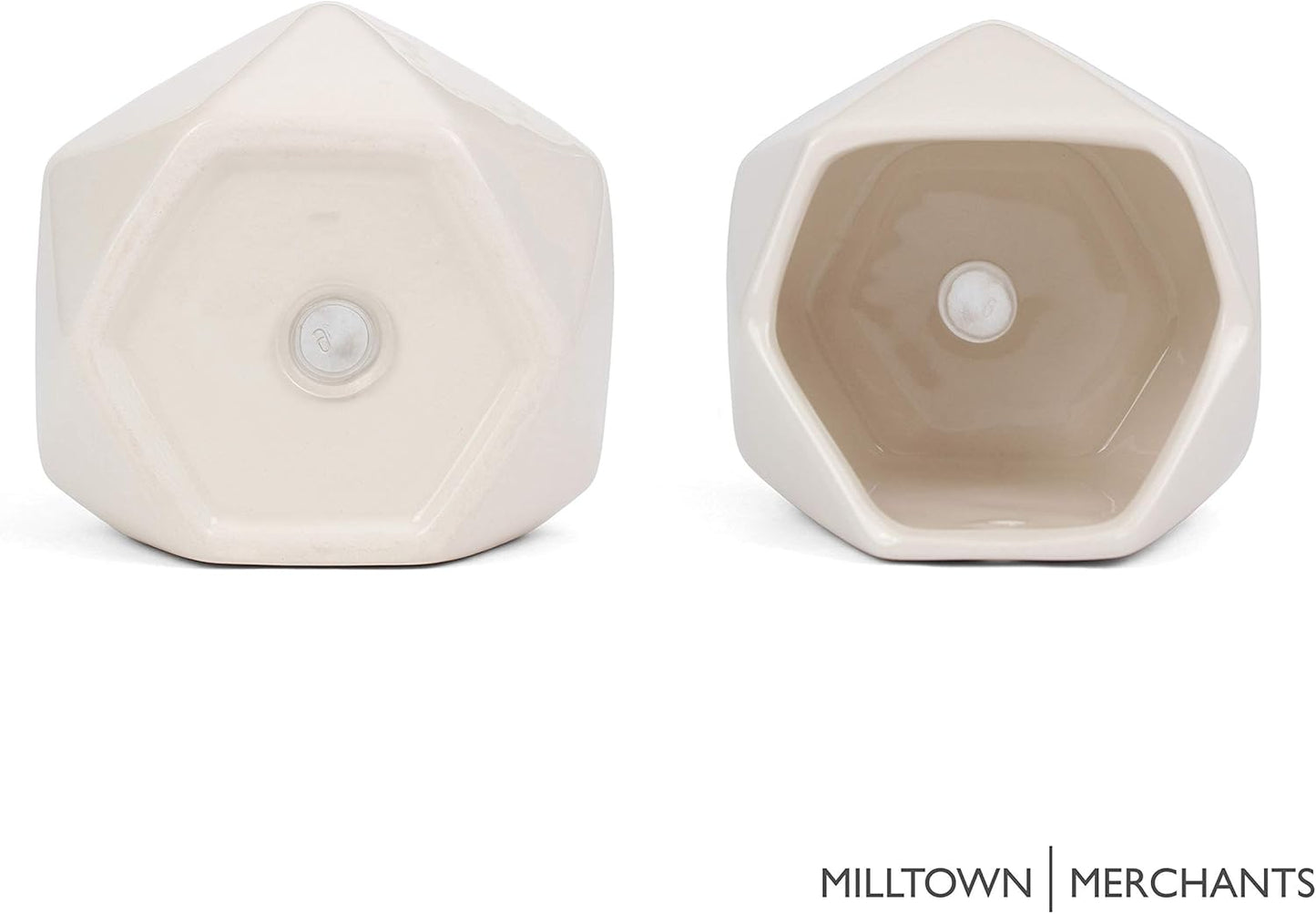 Milltown Merchants Succulent Wall Planter - Black Ceramic Wall Mounted Vase for Living Wall (Geometric/White)