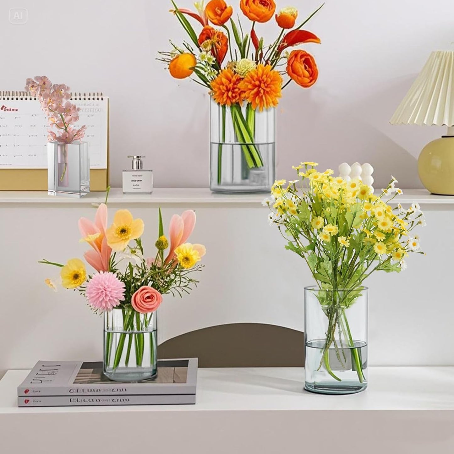 80pcs Glass Vase Cylinder Vases for Centerpieces Small Flower Glass Clear Vases Home Decor Centerpiece Table Flower Vase Decorations for Wedding Decoration&Holiday Mixed Sizes Tall