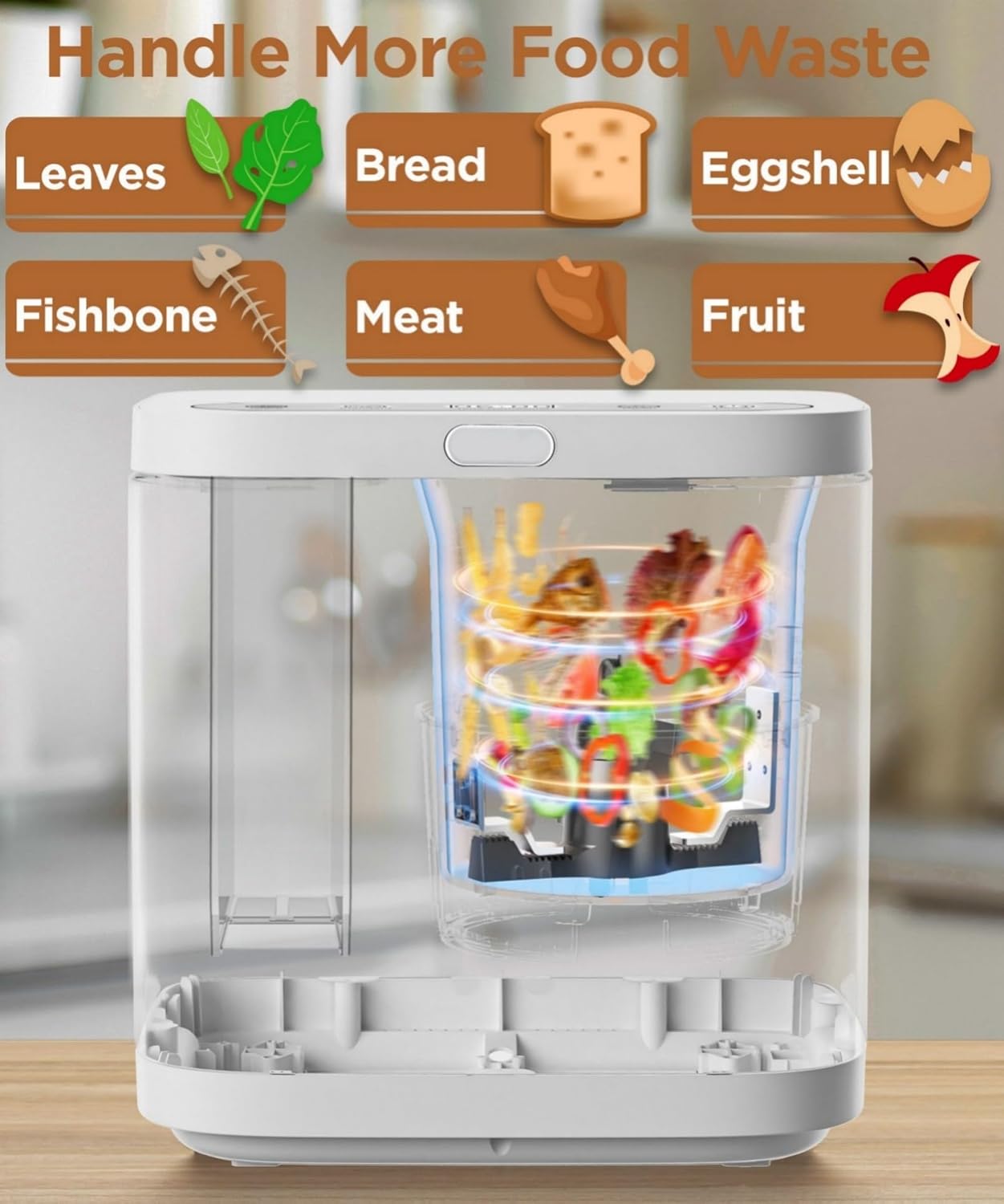 3L Electric Composter for Home, Kitchen Compost Bin for Countertop, Odorless/Auto-Clean/LED Display, One-Touch Composting to Handle Daily Household Food Waste.