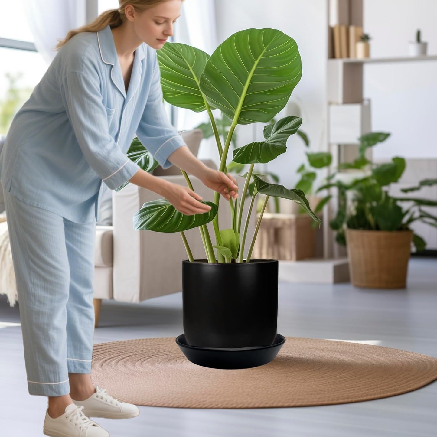 Ceramic Plant Saucers, 10 Inch (11 Inch) Plant Trays, Durable Round Glazed Ceramic Flower Plant Water Drip Tray for Pots Planter, Heavy Duty Plant Dish Plant Plate to Catch Water for Indoor & Outdoor