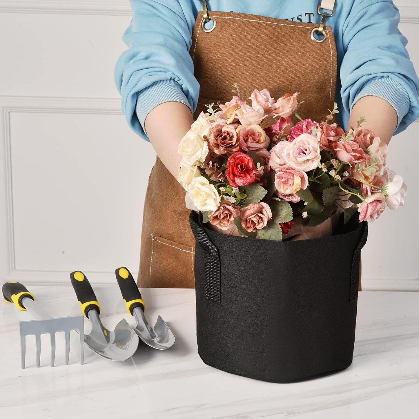 24-Pack 7 Gallon Thickened Non-Woven Grow Bags, Aeration Fabric Pots with Handles