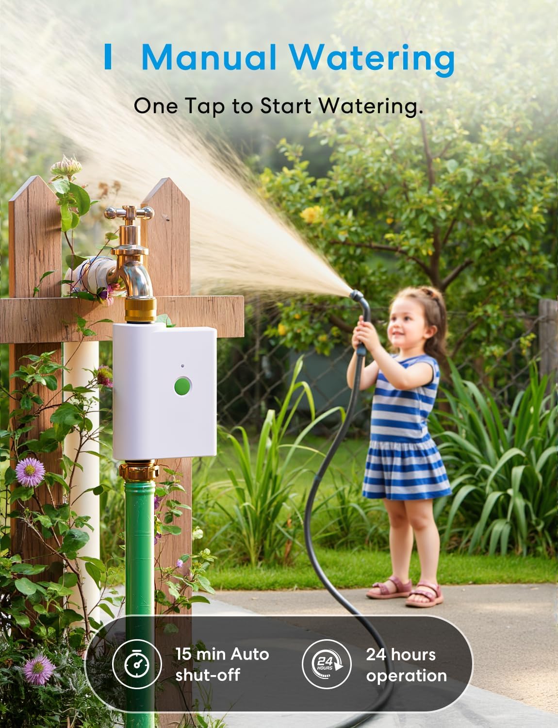 meross WiFi Water Hose Timer, Smart Sprinkler Timer with Brass Inlet & Outet, Work with Apple Homekit, Alexa & Google Assistant, Water Valve for Lawn, Garden, Yard and Pool, WiFi Hub Required