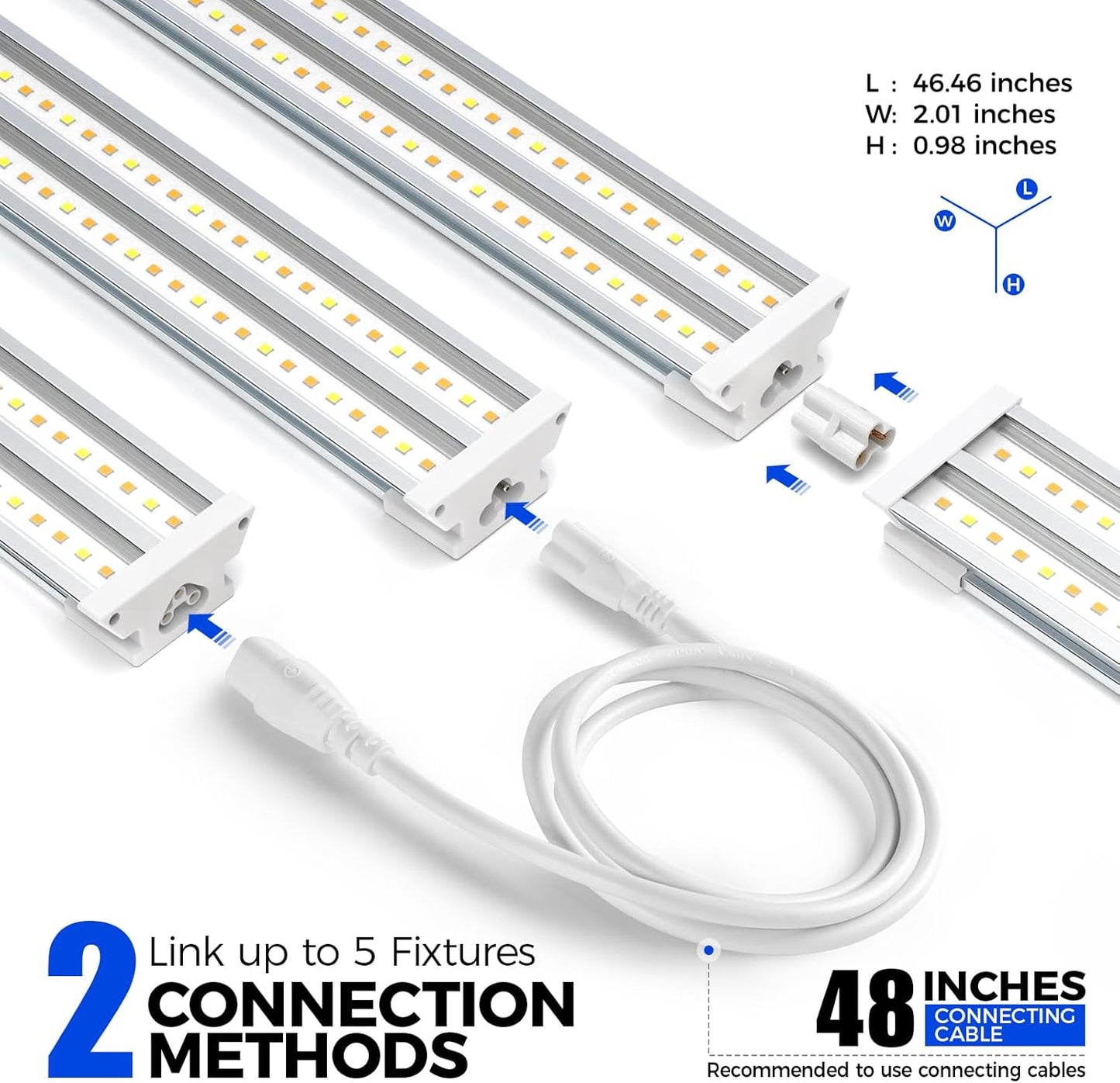 Barrina TX-S60 4FT Grow Light, 60W(420W Equivalent), Full Spectrum with 660nm Red LEDs, High PPFD, Linkable, Hanging Grow Lights with On/Off Switch for Indoor Plants, Greenhouse, Seeding, Veg, 1 Pack