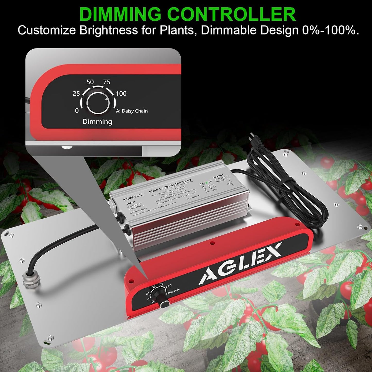 AGLEX K1000 LED Grow Light, 2024 Upgraded Grow Light with Daisy Chain & Dimmable, Full Spectrum Plant Grow Lights for Hydroponic Indoor Plants Seeding