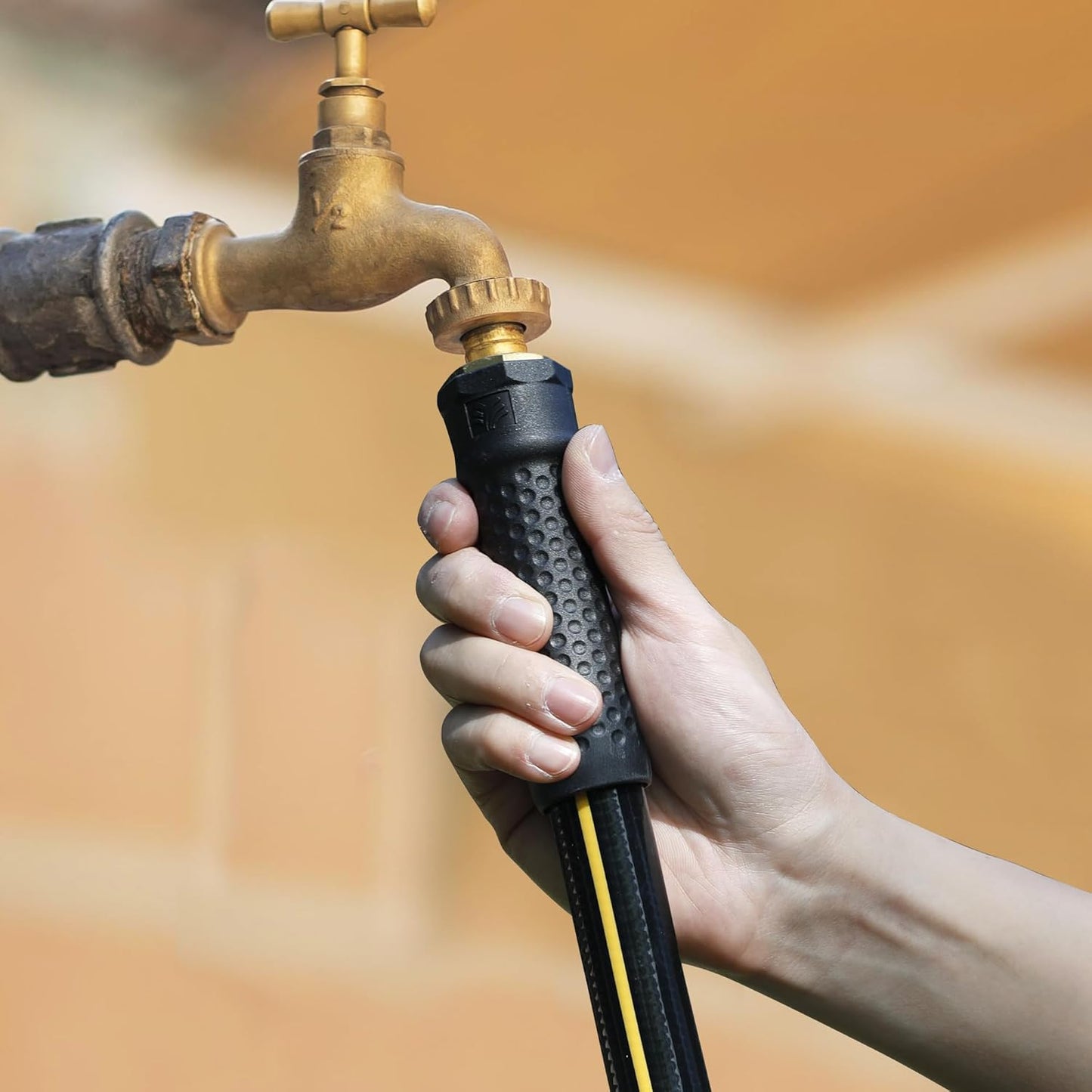 Solution4Patio Short Leader Garden Hose 3/4 in. x 10 ft. -Heavy Duty Durable Flexible Lightweight Water Pipe -Brass Aluminum Ends for Household & Commercial -Kink Free, Leakproof, Male/Female Fittings