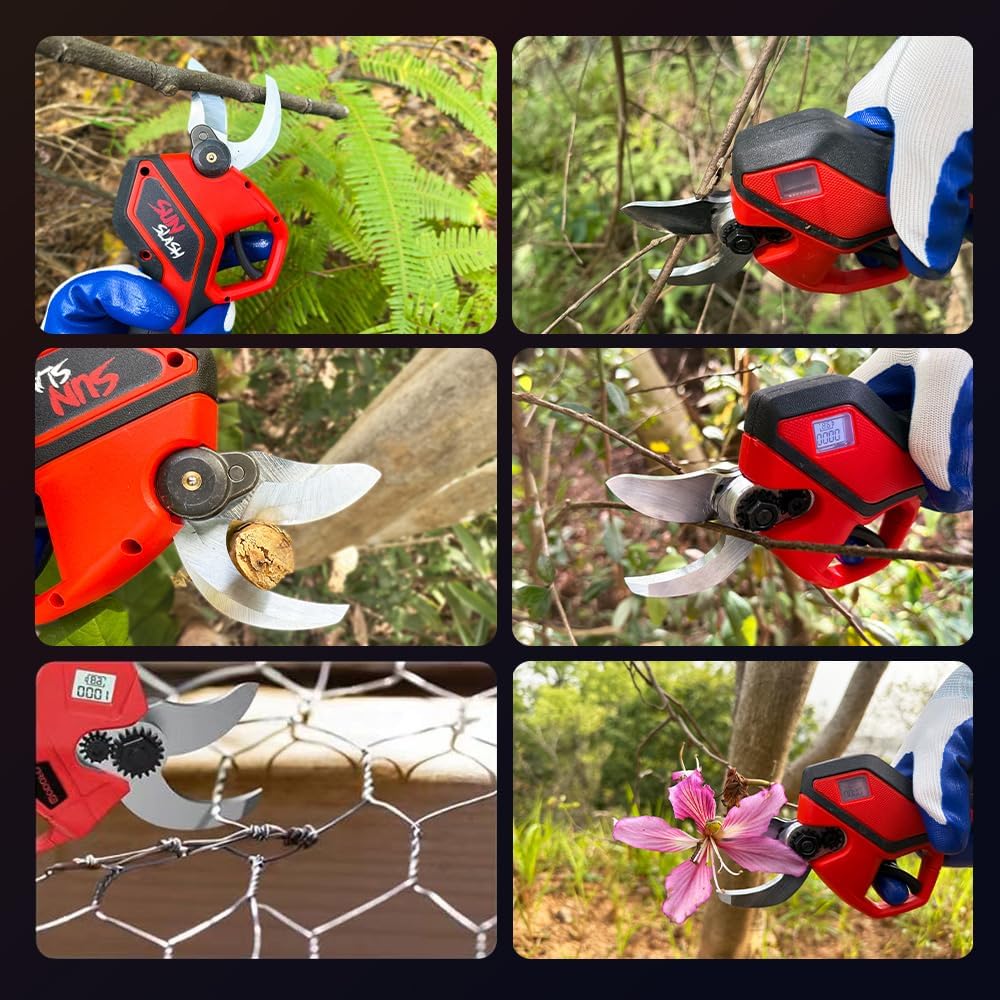 Upgraded Cordless Electric Pruning Shears with LCD Display, Battery Powered Garden Shears with Brushless Motor, 2 Rechargeable Batteries, 2 Inch (50mm) Cutting for Trees, Shrubs, and Yard Trimming