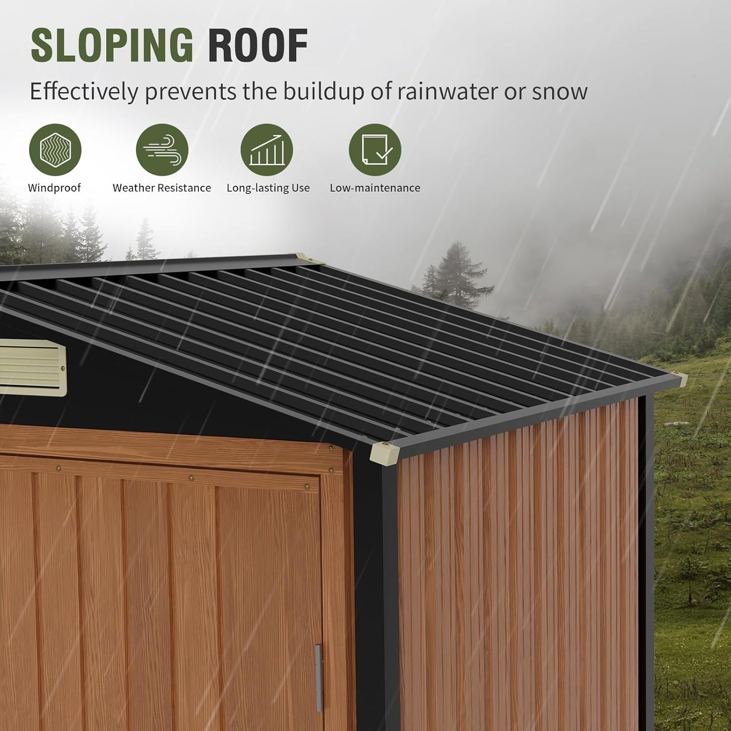 Outdoor Storage Shed 6x4 Ft, Lockable Metal Garden Shed with Window, Tool Shed Tiny House Vertical Outside Storage Building for Backyard, Lawn, Patio, Bike