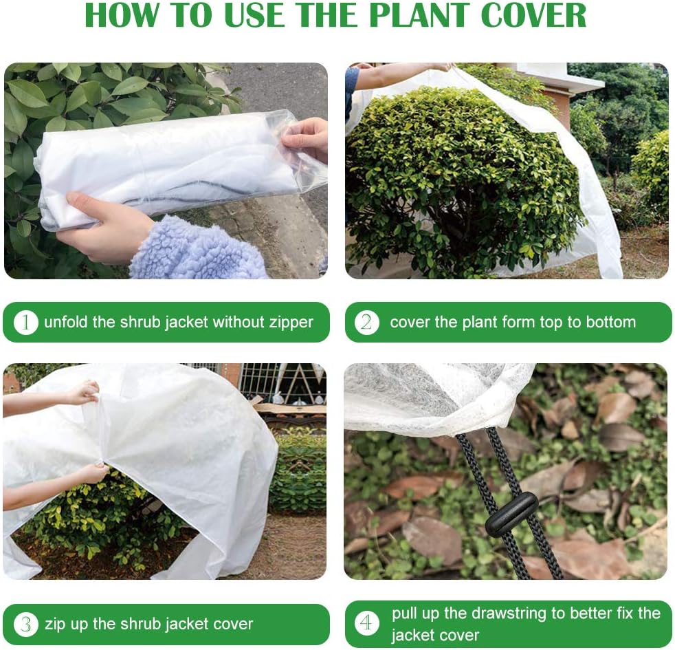 Agfabric Plant Covers Freeze Protection with Zipper 1.5oz 120''x120''Shrub Cover Winter Tree Jacket for Frost Protection & Season Extension