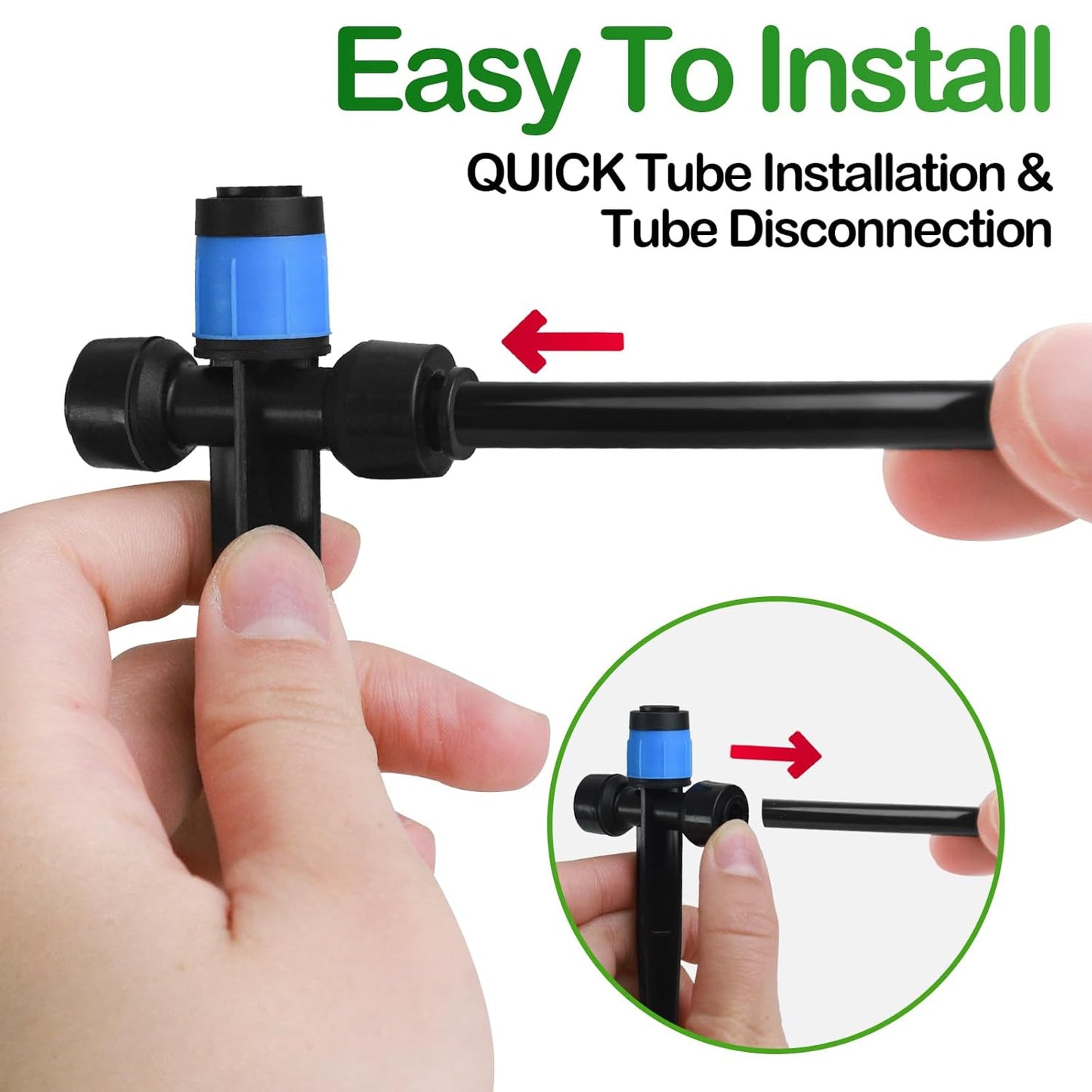 Push-to-Fit Drip Irrigation Vortex Emitters for 1/4" Drip Irrigation Tubing, 20 Pcs Adjustable 360 Degree Water Flow Fan Shape Drippers with Stake in-Line Drip System Emitter