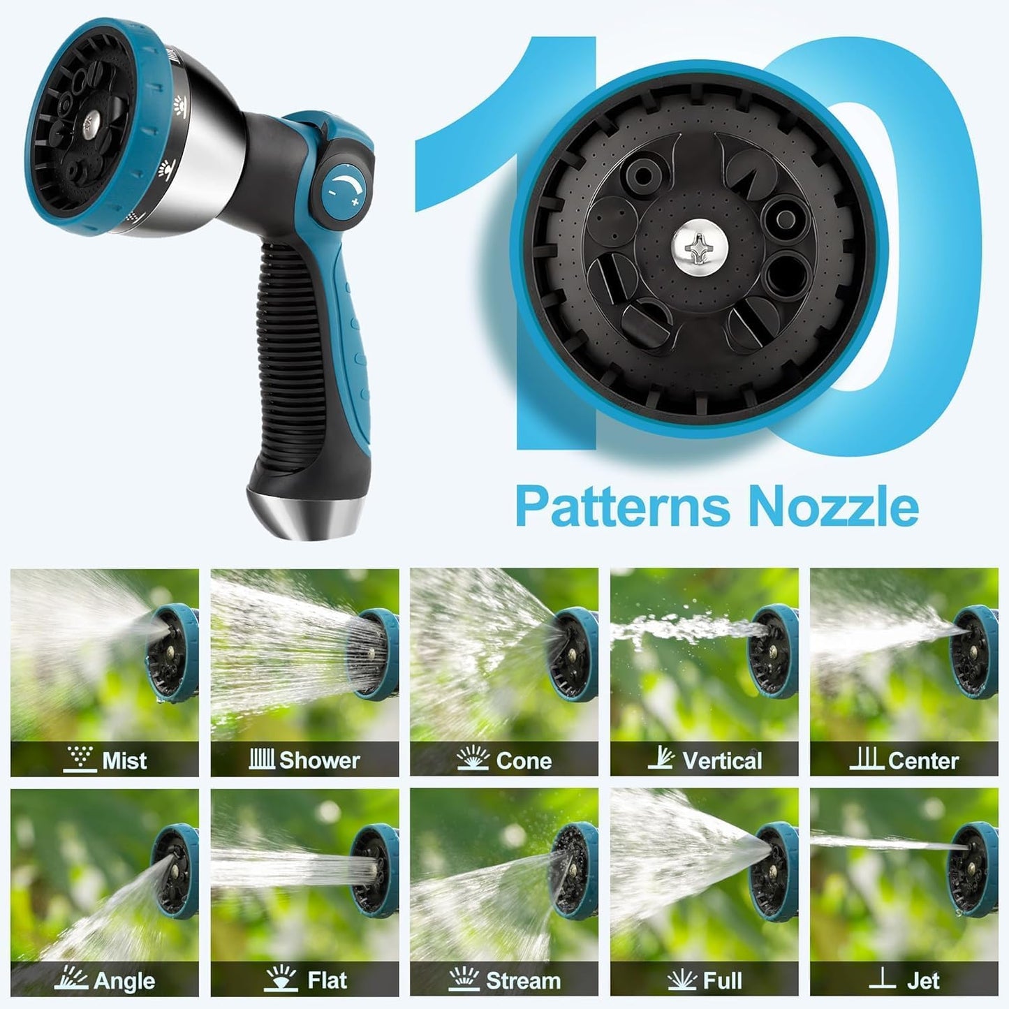 Retractable Garden Hose Reel - 5/8 inch x 70 ft Wall Mounted Hose Reel with 10 Pattern Nozzle & Any Length Lock, Heavy Duty Water Hose Supports Automatic Rewind & 180° Swivel, Black