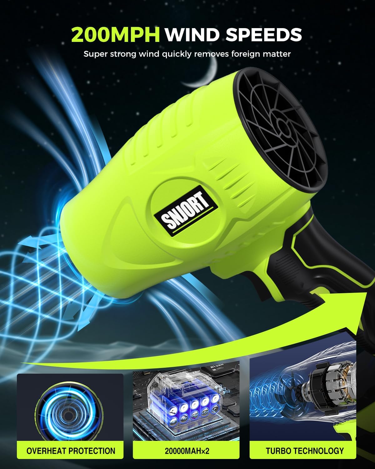 Leaf Blower Cordless with Battery and Charger,800,000 RPM,Extended Nozzle,Lightweight Handheld Design,Blower for Patio Cleaning,car Blowing Water,Blowing Leaves and Dust(Grass Green)