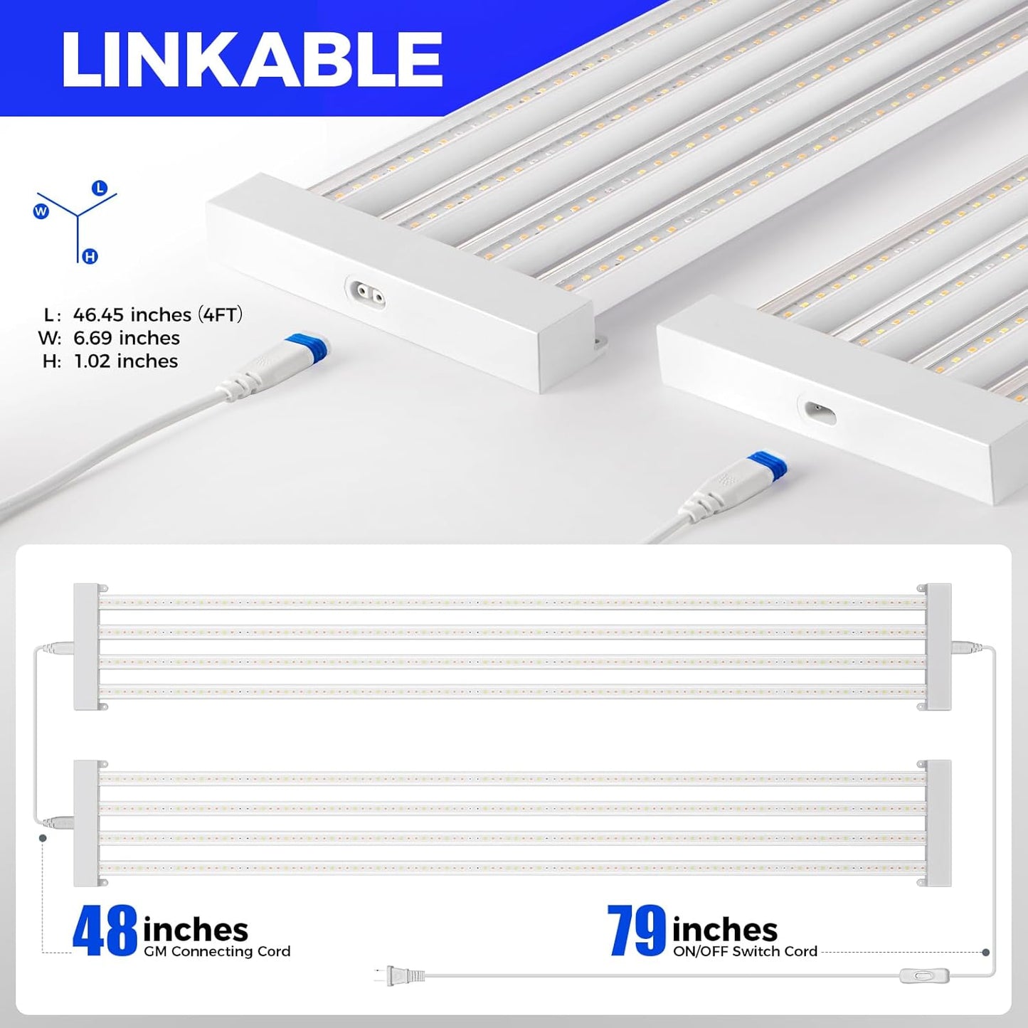 Barrina TX-L84 4FT LED Grow Light, 336W (4 x 84W), 4 Panel Wider Coverage, Full Spectrum, High PPFD, Mechanical Timer, Linkable, Hanging Light, Plant Stand with Grow Light for Indoor, Seeding, 4 Packs