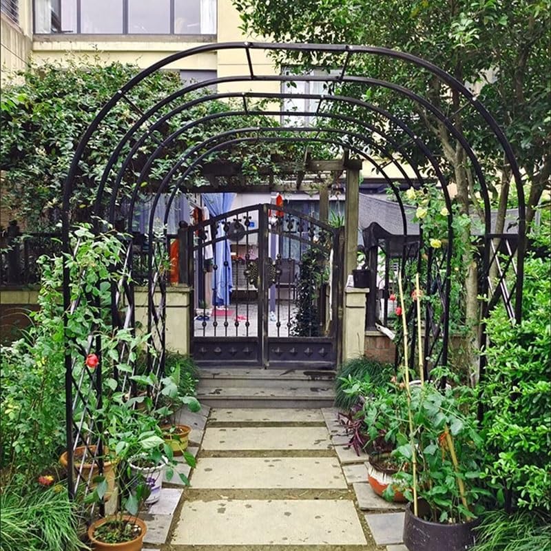 Heavy Duty Steel Garden Arbor & Trellis Arch for Grape Vines Climbing Plants Pergola Outdoor Theme Decoration Archway 180cm 260cm 340cm 140cm (Color : Black, Size : 102" W x 91" H)