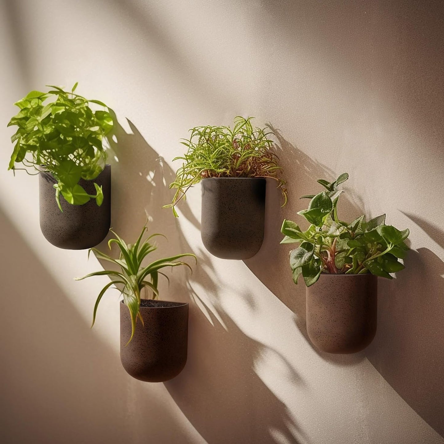 LA JOLIE MUSE Wall Hanging Planters for Indoor Plants, Hanging Flower Pots for Air Plants Succulent, Set of 2, 6 Inch, Iron Rust