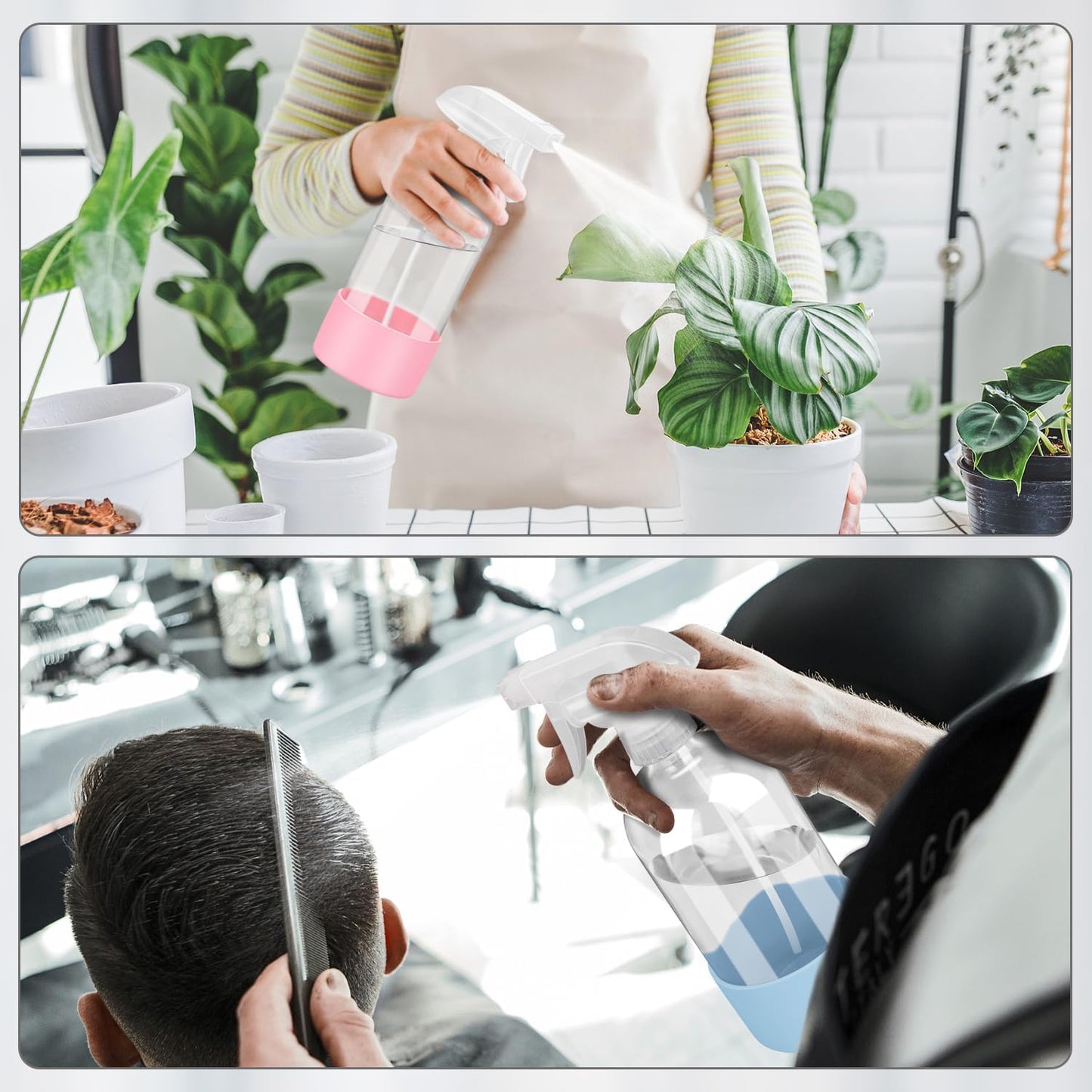 Glass Spray Bottles with Silicone Sleeve Protection, Empty 16 oz Refillable Containers, Reusable Spray Bottles with Adjustable Nozzle for Hair, Cleaning Solutions, 3 Pack Pink&Blue&Purple