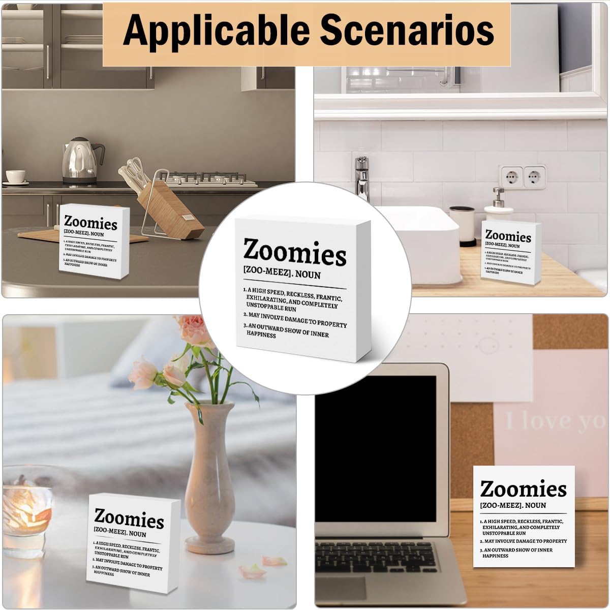 Gifts for Dog Lovers Wooden Box Sign, Pet Definition Home Decor, Dog Themed Birthday Party Decorations Wood Block Signs Decoration for Home Desk Table Shelf