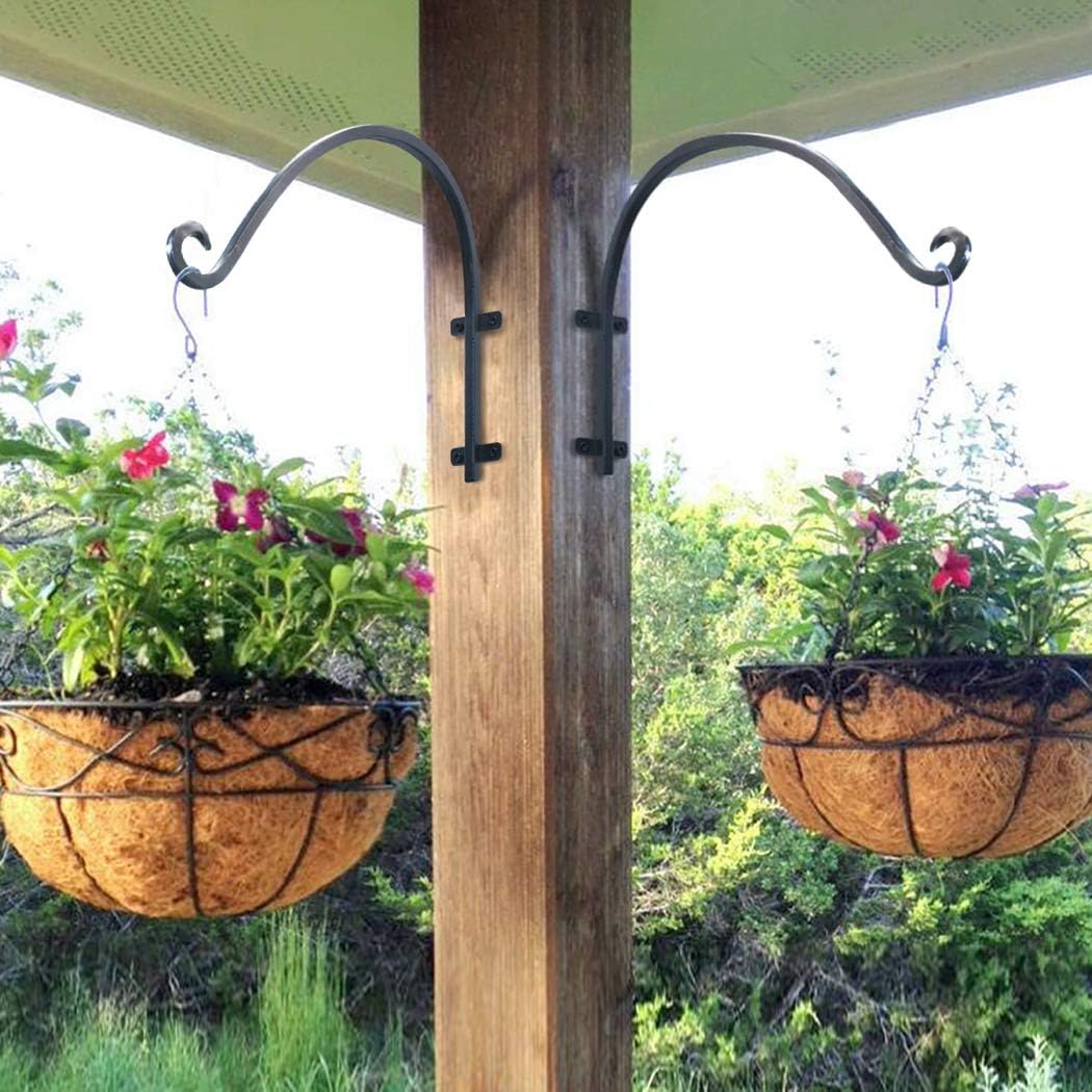 Heavy Duty Hanging Plant Bracket: Outdoor Hand-Forged Hanging Plant Bracket Hook - 16Inch Black Bird Feeder Bracket