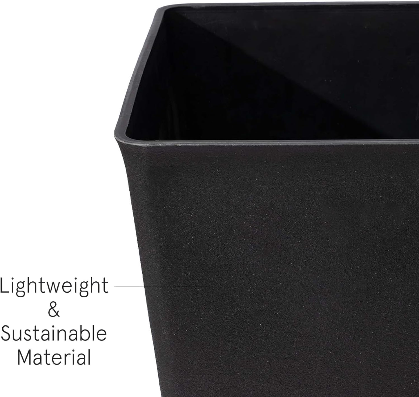 La Jolíe Muse Tall Planters 20 Inch, Flower Pot Pack 2, Patio Deck Indoor Outdoor Garden Tree Planters (Black)