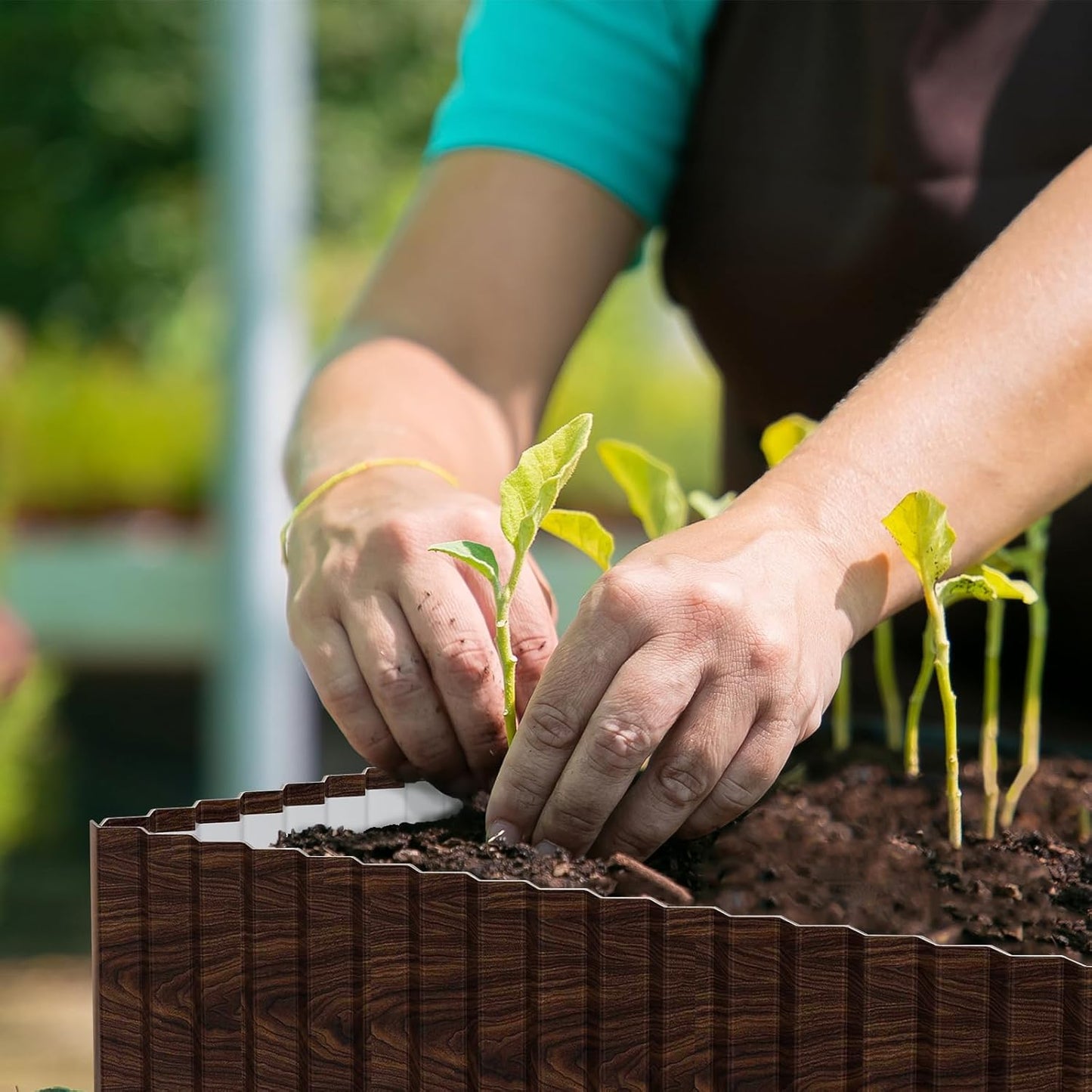 SnugNiture Corrugated Metal Garden Edging,6"×80'Sturdy Lawn Edging Border,Landscape Edging Border for Lawn, Flower Bed,Garden and Yard(Brown)