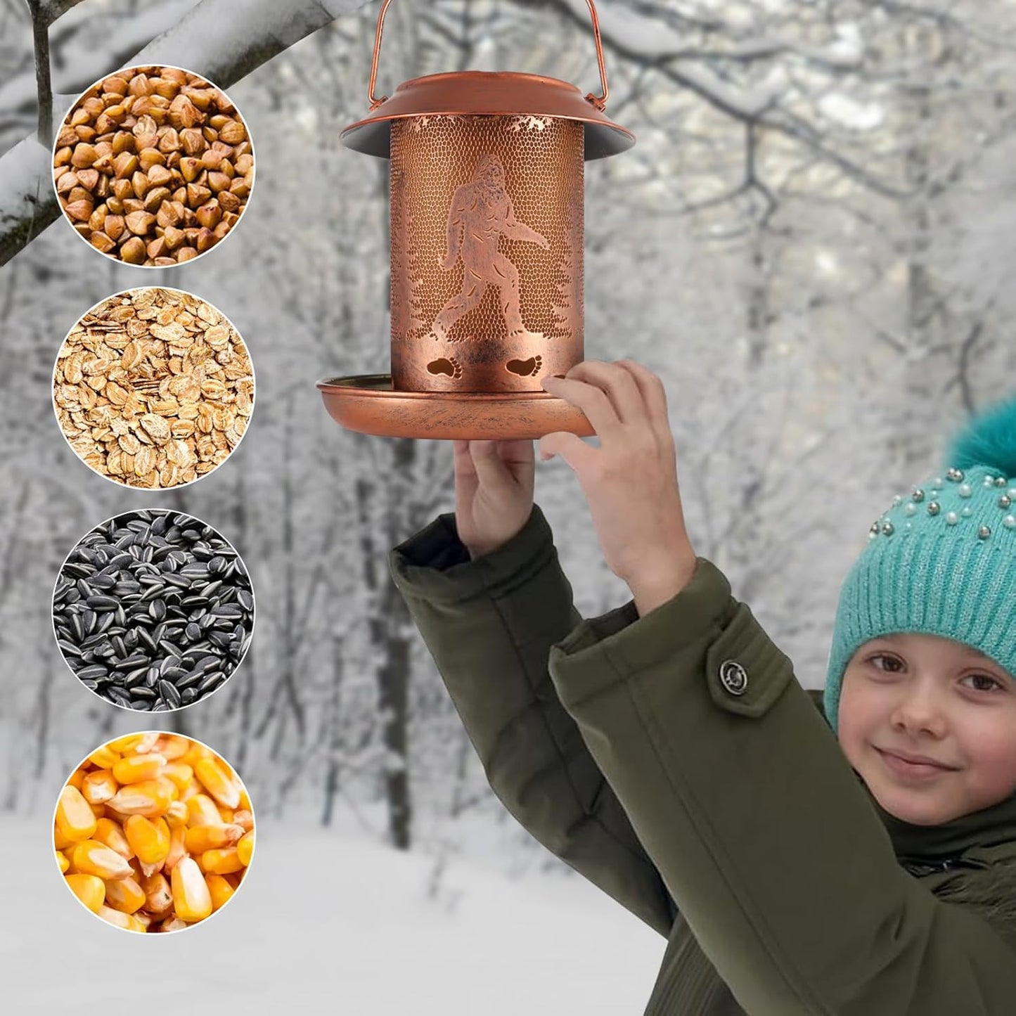 2 Pack Bird Feeders for Outdoors Bigfoot Garden Decor Gifts for Women Mom Grandma Solar Lanterns Outdoor Waterproof Metal Solar Decoration OutsideLED Lanterns for Yard, Patio, Lawn, Pathway