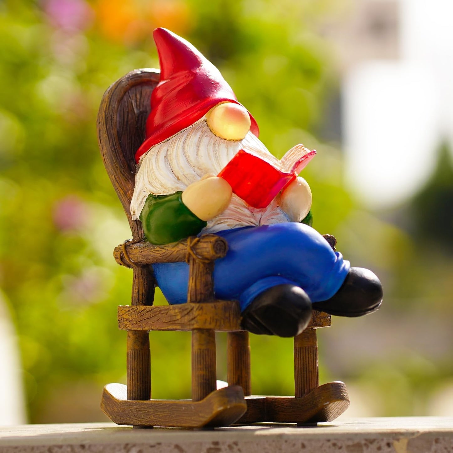 Gnome Reading Solar Statue - Outdoor Solar Gnome Reading on a Chair Garden Decor - Unique Design Ideal Gifts for Women,Mom