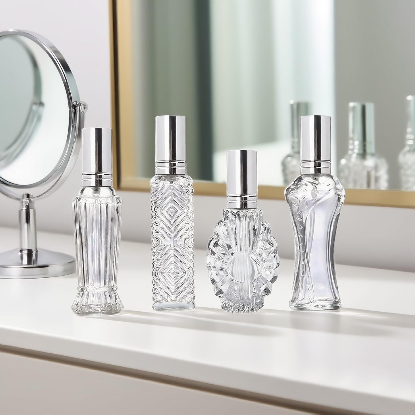 H&D HYALINE & DORA Vintage Refillable Perfume Bottles Glass Empty Spray Bottle Wedding Gifts Car Decor Set of 4