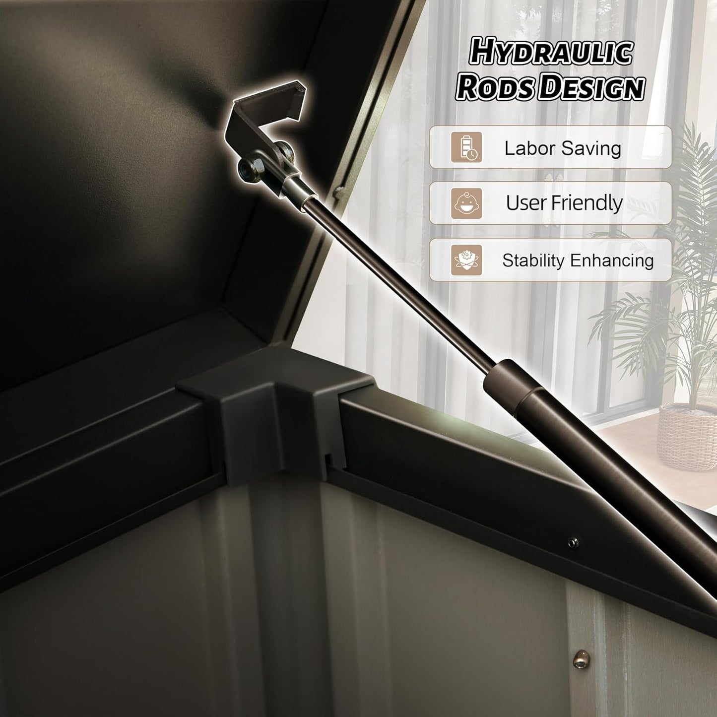 Outdoor Storage Box, 100 Gallon Metal Deck Box Waterproof, Outside Steel Storage Lockable Cabinet, Indoor Storage Bin Container for Patio/Poolside/Backyard Cushions, Pillow -Brown