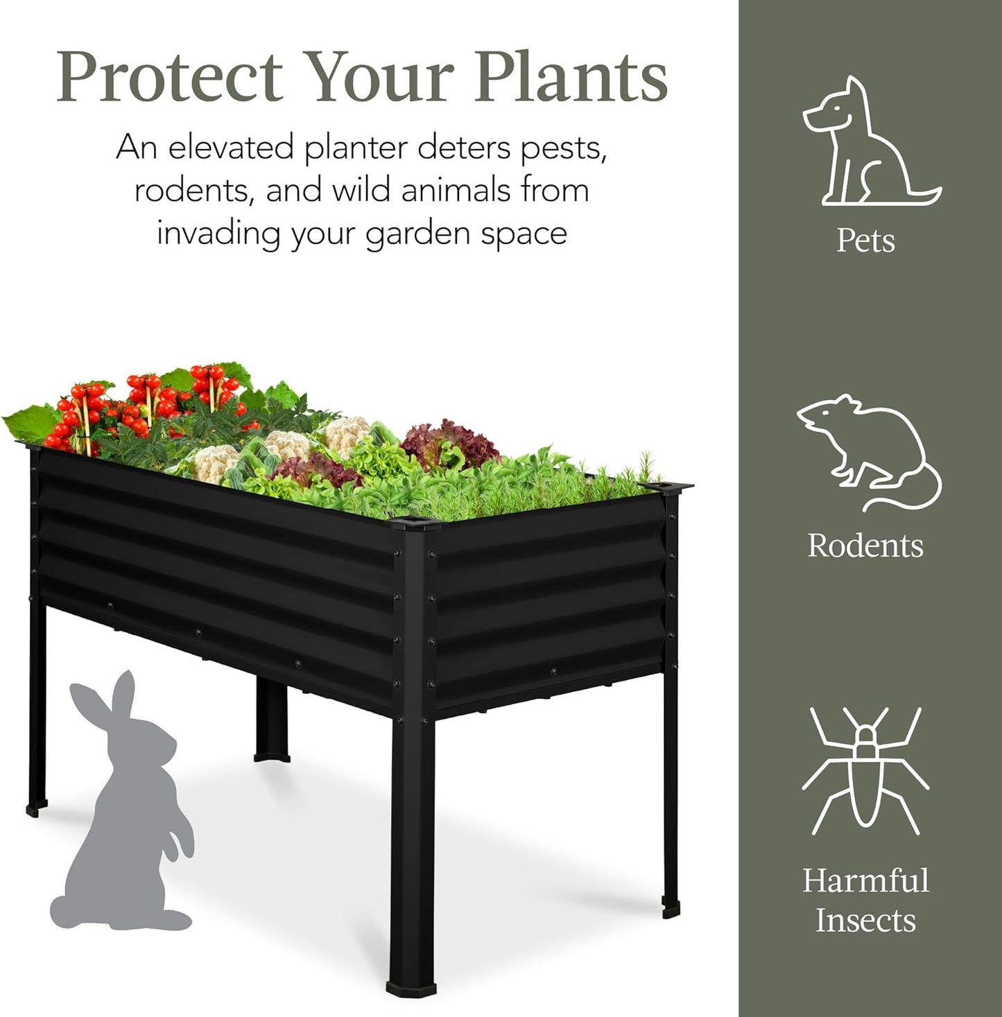 Best Choice Products 48x24x30in Galvanized Raised Garden Bed, Metal Elevated Planter Box, Vegetable Garden for Backyard, Patio, Balcony - Black