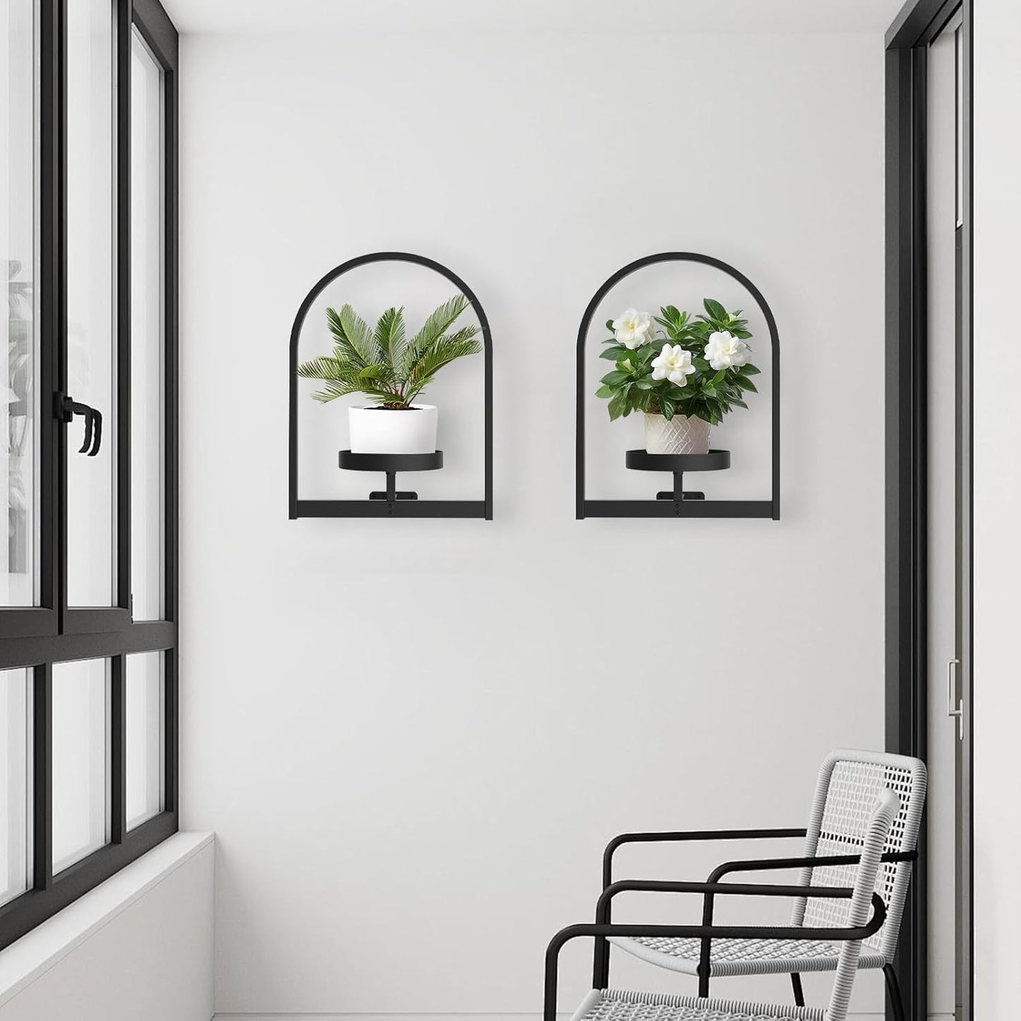 Picture Frame Wall Plant Holder, Metal Mounted Shelf, Planters for Indoor Plants, Home Décor Planter Rack, for Living Room, Bedroom & Balcony (Black-2pcs)